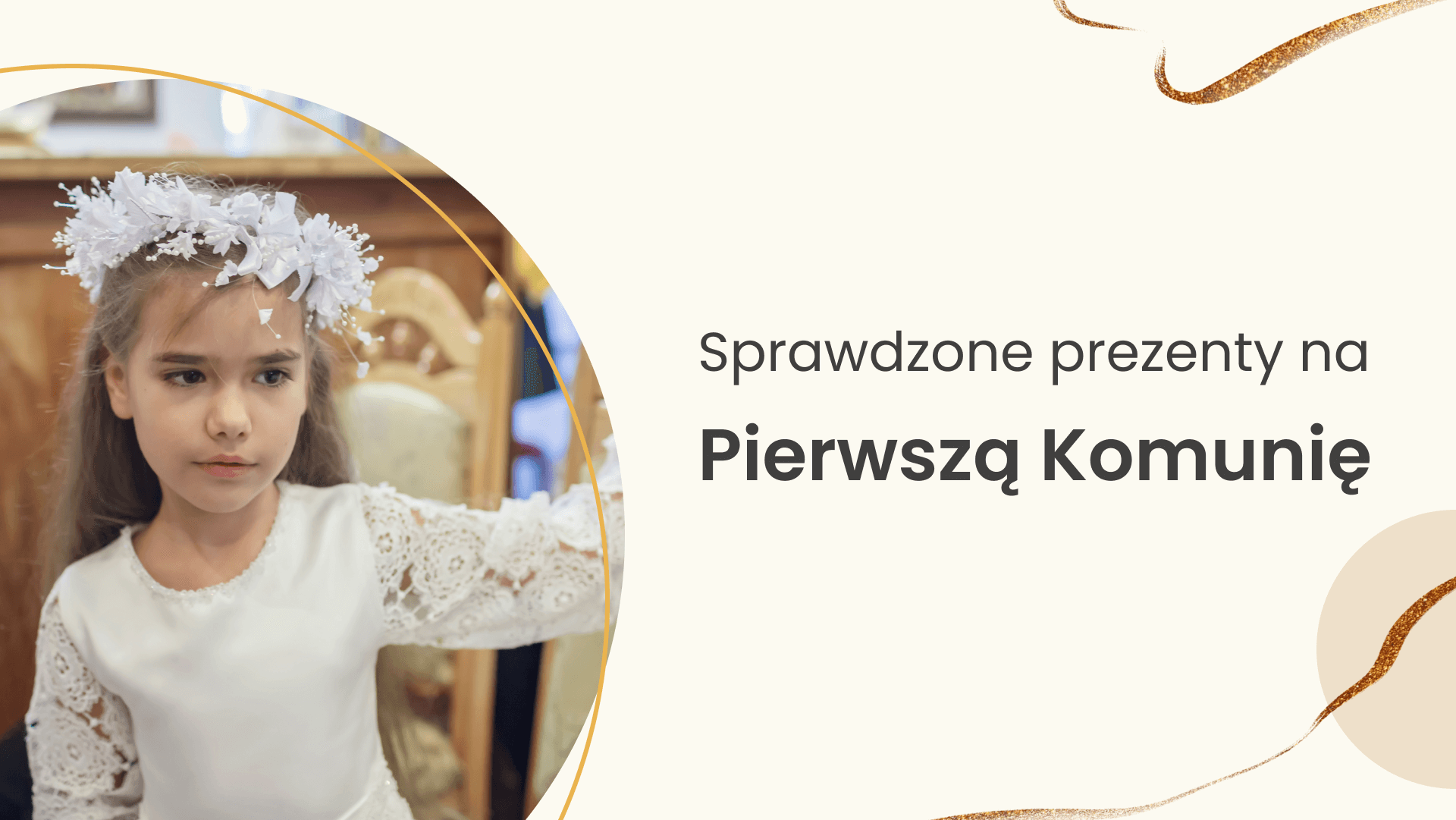 Co dać dziecku na pierwszą komunię, czyli dziewczynka ubrana w odświętną, komunijną sukienkę