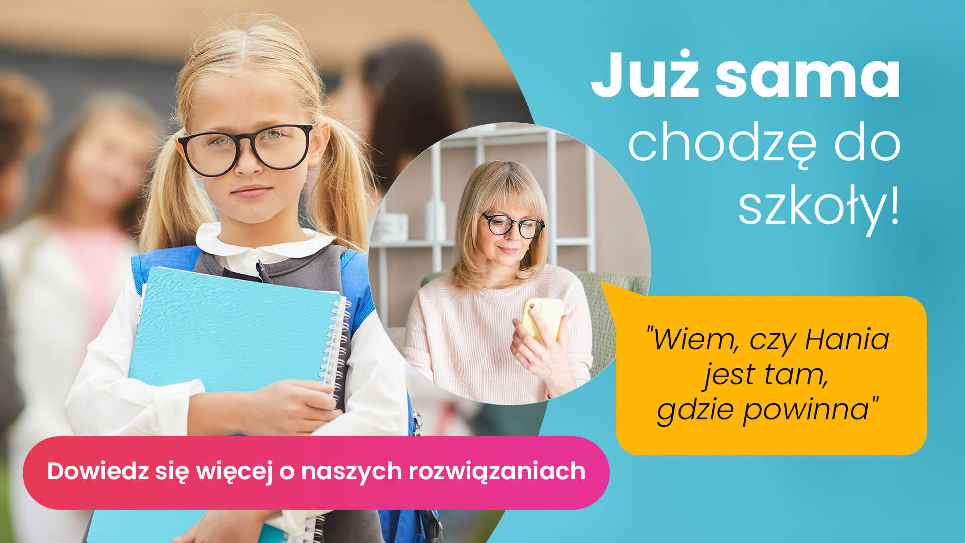 Kilkuletnia dziewczynka z plecakiem idąca do szkoły