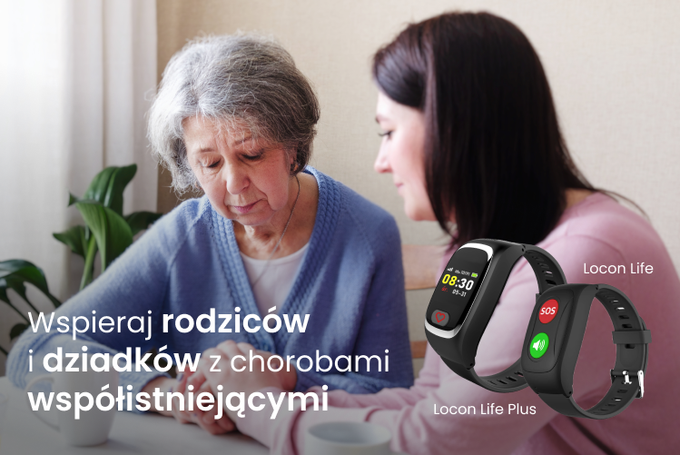 Młoda kobieta w brązowych włosach rozmawiająca przy stole ze swoją starszą babcią