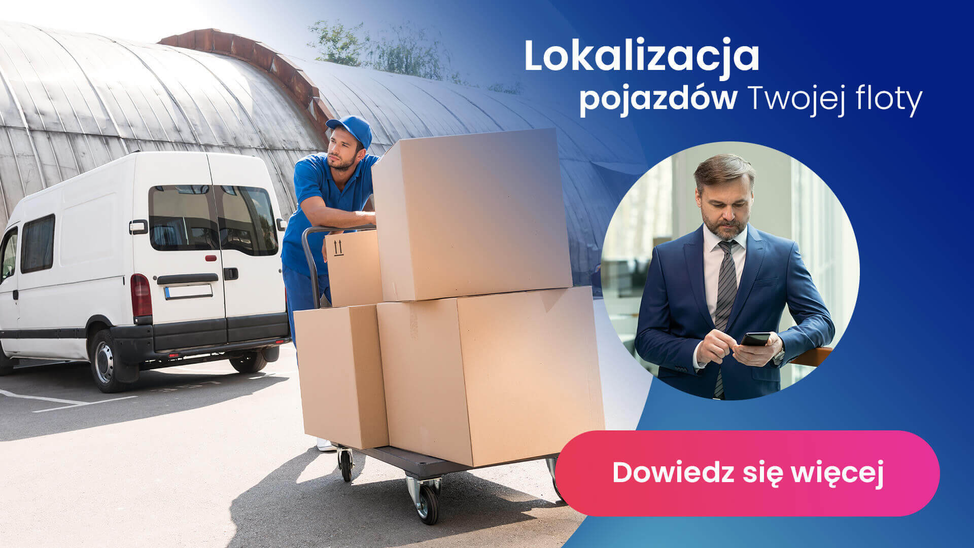 Kurier wysiadający z auta z przesiadkami i lokalizujący służbowy samochód szef