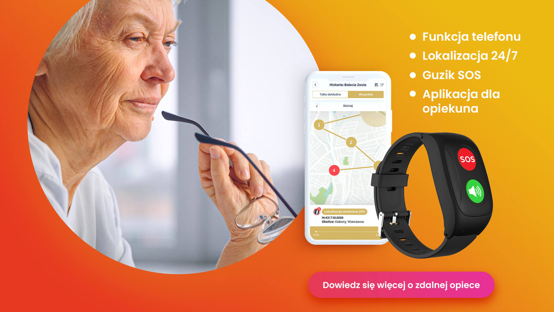 Seniorka z opaską SOS Locon Life