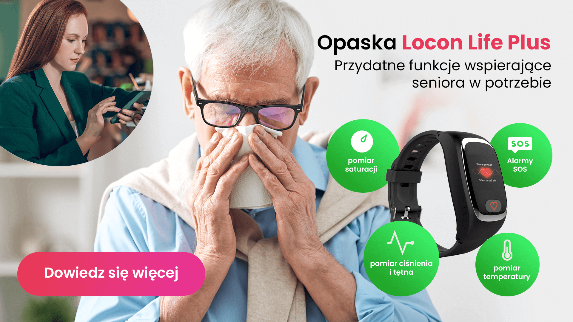Przeziębiony starszy mężczyzna lokalizowany przez córkę w aplikacji Bezpieczna Rodzina