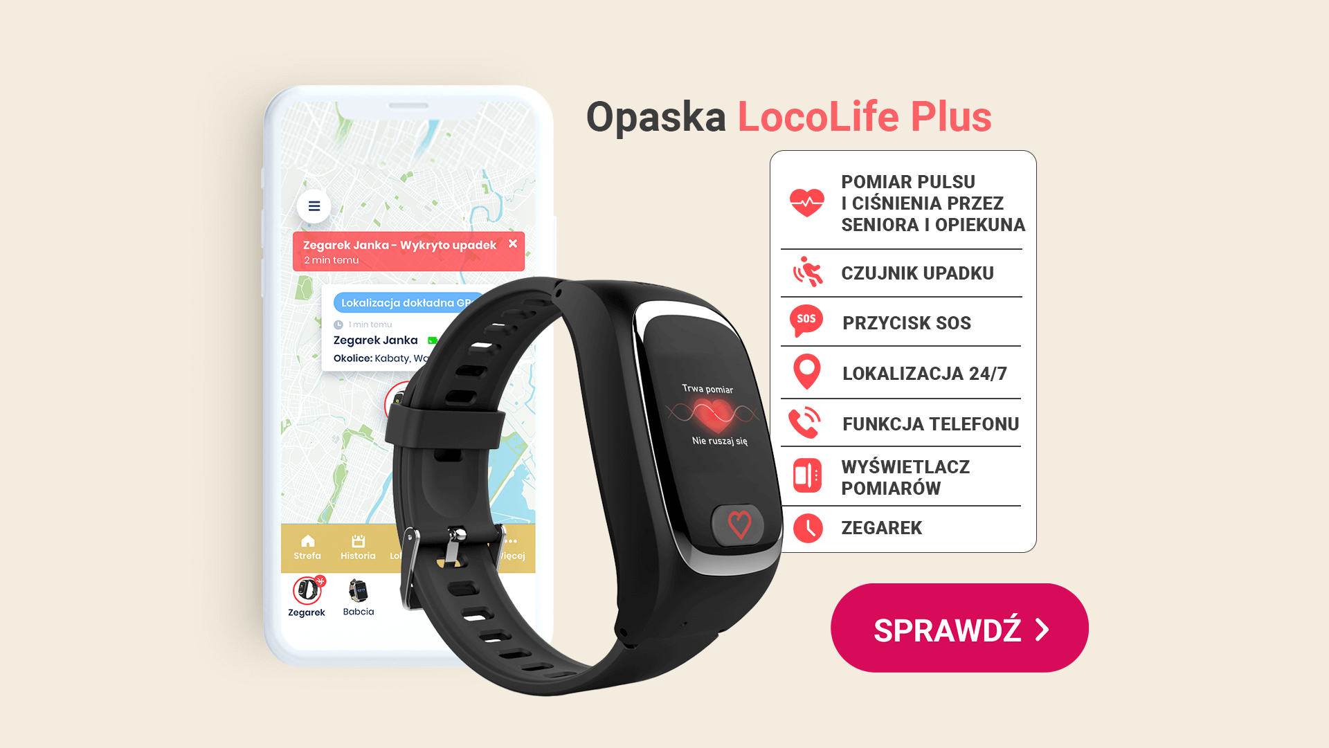 Zalety opaski LocoLife Plus