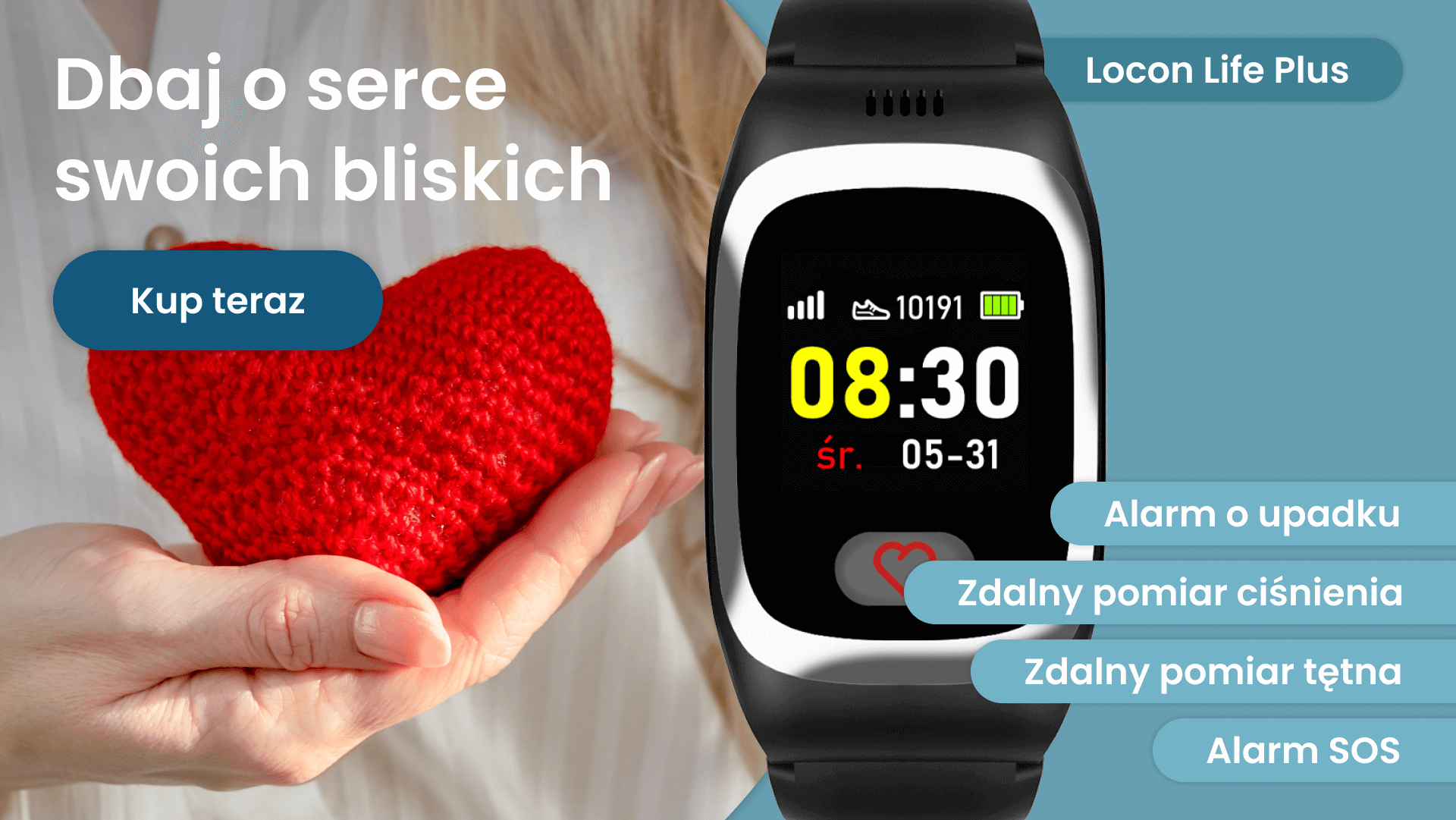 Zegarek GPS dla seniora Locon Life Plus jako pomoc dla chorych na serce