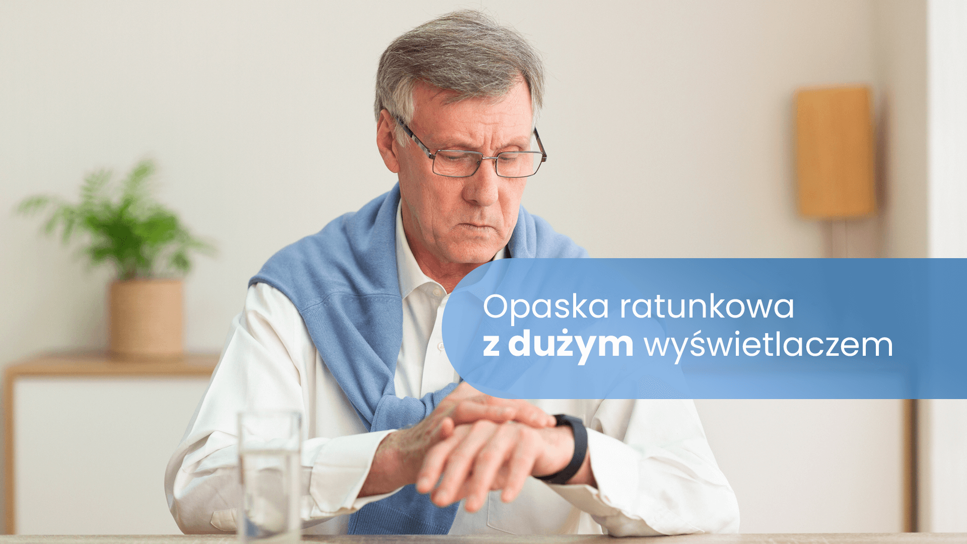 Opaska sos dla seniora z dużym wyświetlaczem